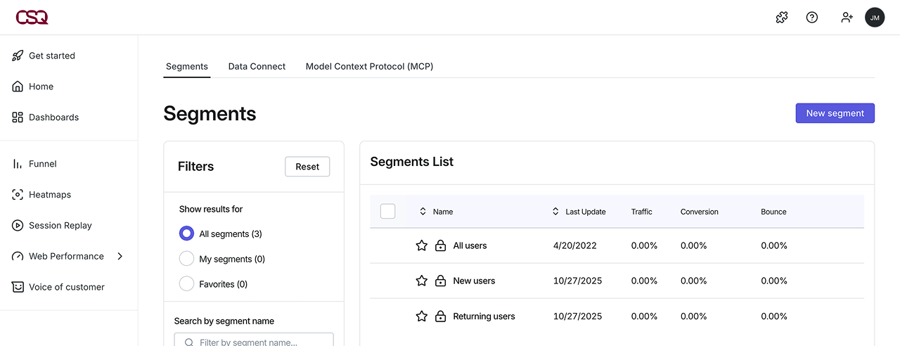Current state of Analysis Setup navigation
